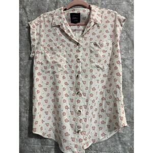 Jachs Girlfriend New York  Womens Top Floral Print Button Front Blouse | Size S